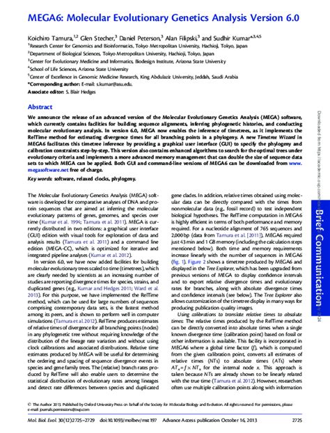 mega 6 download|MEGA6: Molecular Evolutionary Genetics Analysis Version 6.0.